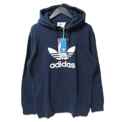 未使用 adidas アディダス プルオーバーパーカー CX1900 EWD55 TREFOIL HOODIE ロゴ スウェット ネイビー CDN 27112188