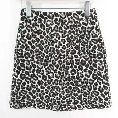 ローリーズファーム LOWRYS FARM スカート 膝丈 レーヨン 綿 M アイボリー ヒョウ柄 レオパード kz13139