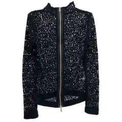 Sacai サカイ 21-05806 ハイネック フルジップ メッシュニット カーディガン ブラック系 1【中古】