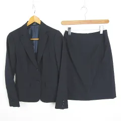 コムサイズム COMME CA ISM セットアップ スーツ ジャケット スカート 膝丈 毛 S ネイビー kz13154
