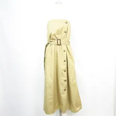 ビス ViS トレンチ ロング ワンピース レイヤード風 ベルト付き フレンチスリーブ 綿 F ベージュ kz13204