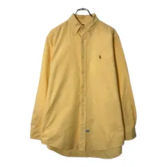 00年代 RALPH LAUREN ラルフローレン ワンポイントロゴ ボタンダウン 長袖シャツ イエロー(メンズ 16)中古 古着 V9786