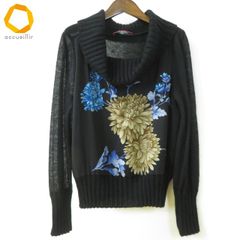未使用タグ付き LEONARD シルク 花刺繍 タートルネック ニットセーター