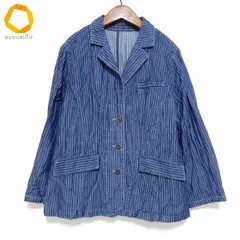 #anc レリアン Leilian ジャケット 13+ 紺系 シワ加工 デニム ストライプ 大きいサイズ レディース [954162]