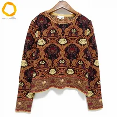 #wpc クリスチャンディオール ChristianDior 長袖 ニット セーター M 茶系 マルチ 総柄 ヴィンテージ レディース [976556]