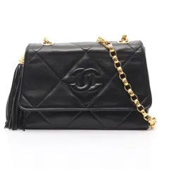 シャネル CHANEL ショルダーバッグ マトラッセ ブラック ラムスキン（羊革） ダイヤステッチ ココマーク フリンジ チェーンショルダー レディース Used A