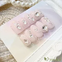 【現品】ネイルチップ　ピンク　キラキラ　ジュエリー