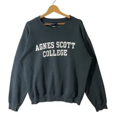 MV SPORT エムブイスポーツ AGNES SCOTT アグネススコット カレッジプリント スウェット トレーナー 長袖 フロントプリント クルーネック Mサイズ ネイビー グレー