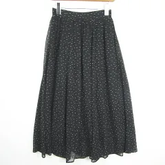 アースミュージック&エコロジー EARTH MUSIC & ECOLOGY シフォン フレア スカート F ブラック ドット kz13249