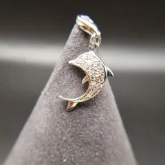 イルカ 小ぶり キュービックジルコニア 925 シルバー ヴィンテージ チャーム ペンダントヘッド Dolphin キュート動物モチーフ SNL37