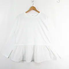 レプシィム ローリーズファーム LEPSIM LOWRYS FARM カットソー Tシャツ 長袖 裾切替 フレア 綿 F ホワイト kz13231