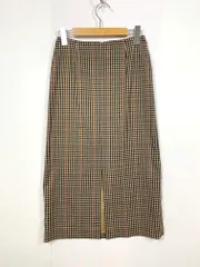 美品 BEAUTY&YOUTH UNITED ARROWS ビューティーアンドユース ユナイテッドアローズ 1624-207-3334 ロング チェック フロントスリット タイト スカート 茶 ■■レディース