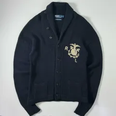 Polo ポロ ラルフローレン RL ネイビー ショールカラー ニット カーディガン