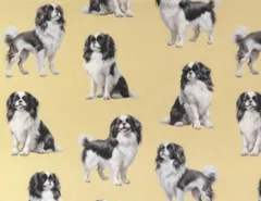 【ゆきちゃん限定】X2579 狆（チン）柄 ベージュ コットン生地 1m