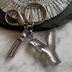 アルコールインク☆メタリック　レジンイニシャルキーホルダー　Y