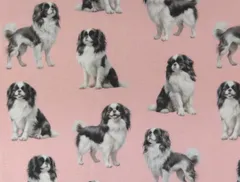 【ゆきちゃん限定】X2580 狆（チン）柄 ピンク コットン生地 1m