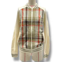 新品 未使用 タグ付き PEARLY GATES パーリーゲイツ ゴルフウェア ニットブルゾン チェック柄 ジャケット 長袖 055-8272902 アイボリー ブラウン オレンジ 0サイズ レディース 秋 冬 ゴーゴー古着マルイ北千住店 62 No.1467