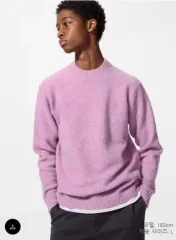 XXL UNIQLO ユニクロ スフレヤーンクルーネックセーター パープル(ピンク)