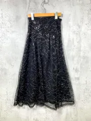 美品 majeSTIC LEGON マジェスティックレゴン 1047040130 定価7700円 スパンコール チュール レースアップ ロング スカート sizeS/黒 ■■レディース