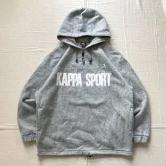 90s　vintage　ヴィンテージ古着　old kappa sport　カッパ　デカロゴ刺繍　ハーフジップ　フリース生地　フーディパーカー　プルオーバー　ビッグサイズ　袖ワンポイントロゴタグ　XXL　Y2K　b系　half zip fleece parka