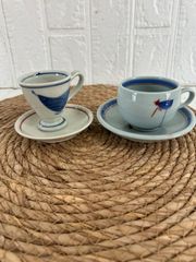 青と白の風景画 陶磁器皿 5枚セット 昭和レトロ 西洋 ヴィンテージ