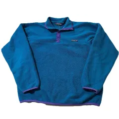 80s patagonia（パタゴニア） Synchilla（シンチラ） スナップ-T ブルー/PURPLE パープル