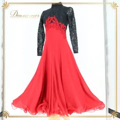 社交ダンス 衣装 Chacott チャコット スタンダードドレス ワンピース ドレス 赤 黒 フリル レース パーティドレス 綺麗 上品 ダンス 発表会 ブラック系 レッド系 フレア スカート モダンダンス エレガント レディース おしゃれ シンプル 日本製