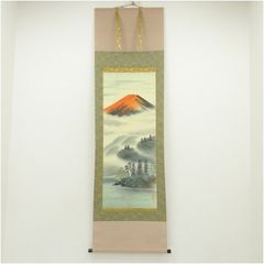 美品 掛け軸 竹角謙一作 四神相応山水図 共箱 縁起物 二重箱 太巻き付