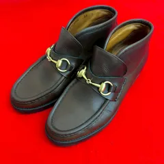 極 美品 GUCCI グッチ ホースビット 金具 レザー 本革 ショート ブーツ シューズ 靴 35サイズ ブラウン 茶 41826