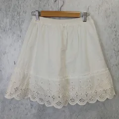 earth music&ecology アースミュージックアンドエコロジー フリルコットンスカート ゴムウエスト レディース ミニスカート ホワイト □〇