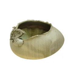 X01003 信楽焼の陶器の花器(花瓶) インテリア小物 花瓶 花器 フラワーベース ふくろう グレー