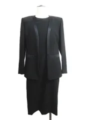 ニナリッチ NINA RICCI セットアップ ノーカラー ウール ジャケット ワンピース フォーマル 礼服 ブラック 黒 毛100％ 9AR M 9号 日本製 冠婚葬祭 レディース E167L