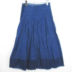 ナチュラルビューティーベーシック NATURAL BEAUTY BASIC デニム フレア スカート ロング丈 カットオフ M ブルー kz13429