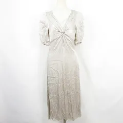 フレイアイディー FRAY I.D ワンピース ロング 五分袖 インナー付き レーヨン 0 光沢 ライトベージュ kz13490