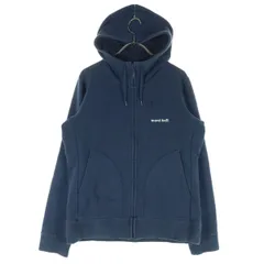 mont-bell モンベル 裏起毛 ワンポイントロゴ 長袖 ジップパーカー XL ネイビー レディース 古着