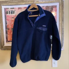 90s patagonia（パタゴニア） Synchilla（シンチラ） スナップ-T ネイビー/ブルー USA