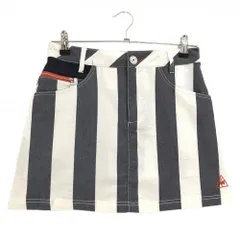 ルコックゴルフ スカート 白×グレー ストライプ  レディース 7 ゴルフウェア le coq sportif