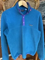 80s patagonia パタゴニア Synchilla（シンチラ） スナップ-T ブルー/PURPLE パープル USA