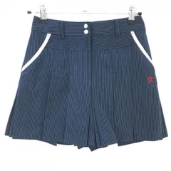 【美品】マンシングウェア キュロットスカート ネイビー×白 細ストライプ  レディース 7 ゴルフウェア Munsingwear