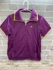 【B2-38】△adidas   サイズM    ポロシャツ　紫　無地