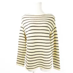 プラステ PLST カットソー ニットソー ボートネック 長袖 コットン くったり ボーダー 2 ベージュ /CK26