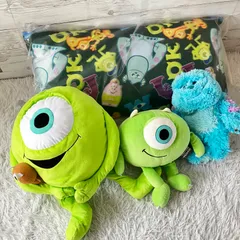 Disney モンスターズインク 4点セット ぬいぐるみ mocchi-mocchi-  サリー マイク  ピクサー BIGぬいぐるみ クッション 4
