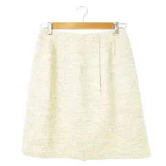 ロペピクニック ROPE Picnic スカート ツイード 台形 ひざ丈 タック ラメ コットン 柔らか 通勤 ビジネス 40 黄 イエロー /CK22