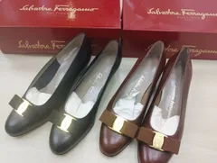 Salvatore Ferragamo 2足セット サイズ7 約24cm ヴァラ リザード 型押し パンプス