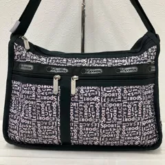 7953　LeSportsac　レスポートサック　ショルダーバッグ　デラックスエブリデイ　ショルダーバッグ　ブラック　黒　ロゴ　レディース　軽量　ポケット多数　英字　レディース　シンプル