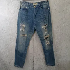 GRL グレイル レディース ダメージデニムパンツ 青 Lサイズ □〇