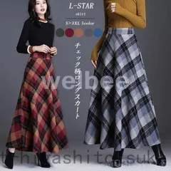 スカートマキシ丈ロングスカートチェックフレアスカートAラインウエストゴム秋ロング秋冬冬コーデ40代
