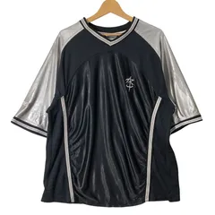 Reebok リーボック ゲームシャツ ユニフォーム チーム 半袖 Tシャツ ワンポイント刺繡 オーバーサイズ ビッグシルエット Lサイズ ブラック シルバー