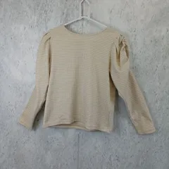 C・O・L・Z・A コルザ レディース チェック柄 カットソー パフスリーブ ベージュ Lサイズ 〇□