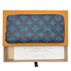 【中古】 ルイヴィトン メンズ レザー 長財布 ネイビー モノグラム シャドウ ジッピーウォレットヴェルティカル M82322